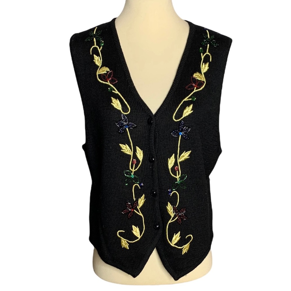 2/$15 Vintage Joan Leslie beaded vest, M - Picture 1 of 7